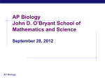 October 1 AP Biology - John D. O`Bryant School of Math & Science