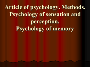 1Article of psychology. Methods. Psychology of feeling and