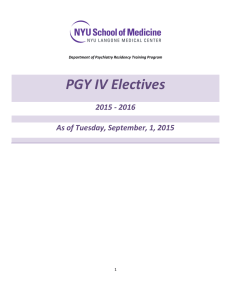 PGY IV Electives 2015 - 2016 As of Tuesday, September, 1, 2015