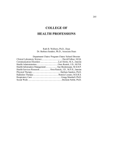 COLLEGE OF HEALTH PROFESSIONS