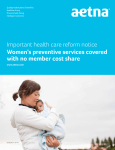 Important health care reform notice Women’s preventive services covered www.aetna.com