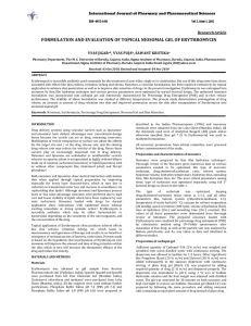 FORMULATION AND EVALUATION OF TOPICAL NIOSOMAL GEL OF ERYTHROMYCIN  Research Article VYAS JIGAR