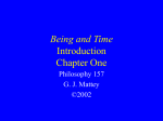 Being and Time Introduction Chapter One