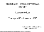 TCOM 509 – Internet Protocols (TCP/IP) Lecture 03