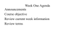 Week One Agenda - Computing Sciences