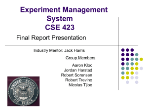 Experiment Management System CSE 423