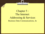 Chapter 5 : The Internet: Addressing & Services