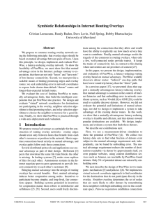 Symbiotic Relationships in Internet Routing Overlays Abstract University of Maryland