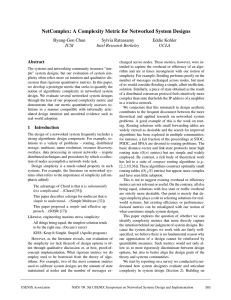 NetComplex: A Complexity Metric for Networked System Designs Byung-Gon Chun Sylvia Ratnasamy