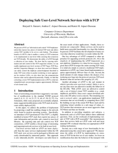 Deploying Safe User-Level Network Services with icTCP Abstract {
