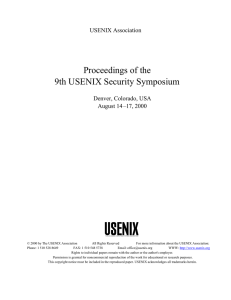 Proceedings of the 9th USENIX Security Symposium USENIX Association Denver, Colorado, USA