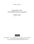 Proceedings of the 13th USENIX Security Symposium USENIX Association San Diego, CA, USA