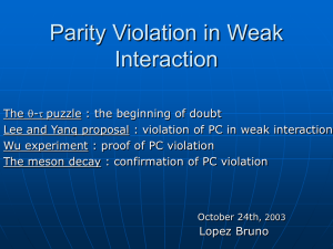 PowerPoint Presentation - Parity Violation in Weak Interaction