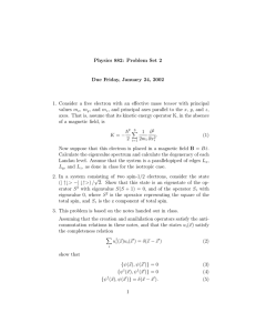 Physics 882: Problem Set 2 Due Friday, January 24, 2002