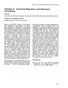 Tunnelling Chapter  5.  Coulomb  Repulsion  and ...