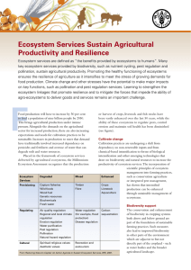 Ecosystem Services Sustainable Agricultural Productivity and Resilience