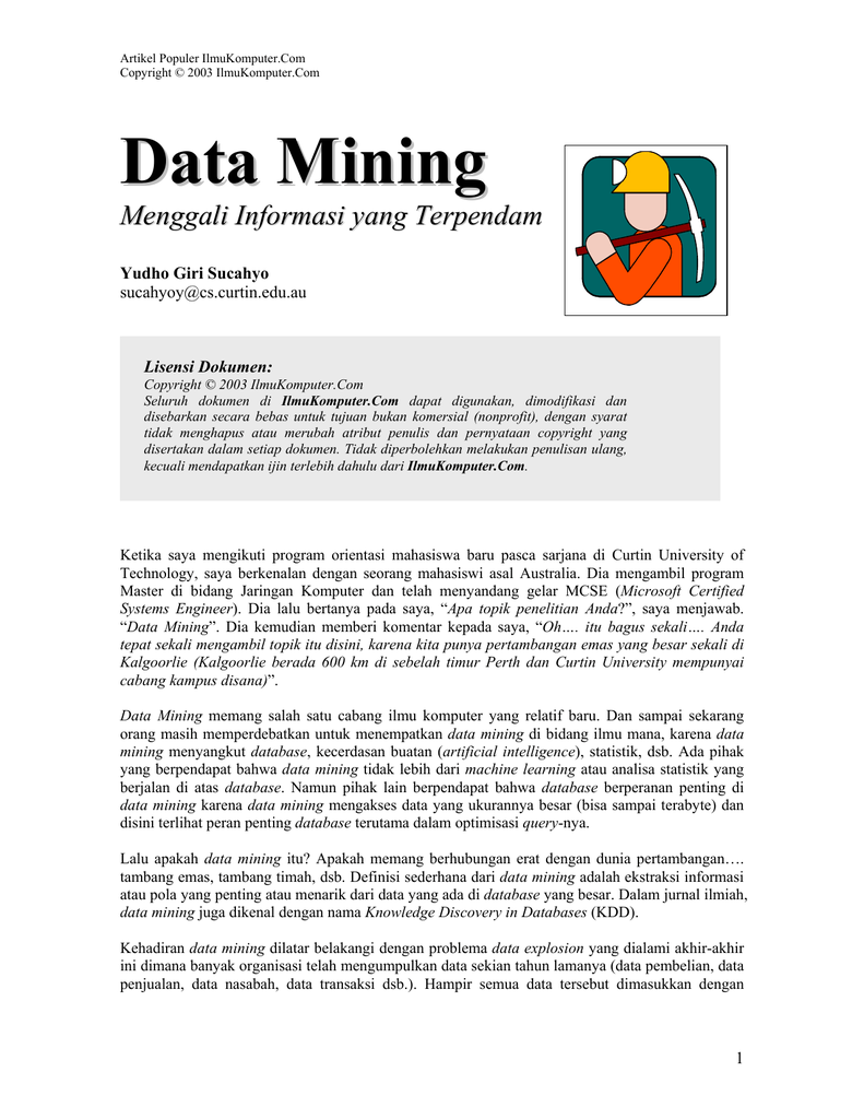 Jurnal Data Mining Dan Data Warehouse Terkait Data