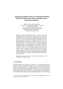 Aggregating Multiple Instances in Relational Database Using Semi-Supervised Genetic Algorithm-based Clustering Technique