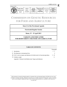 CGRFA (2013) Targets and Indicators for Biodiversity for Food and Agriculture