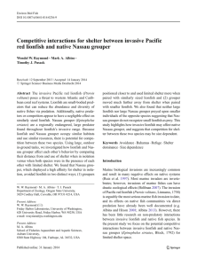 Competitive interactions for shelter between invasive Pacific red lionfish and native Nassau grouper.