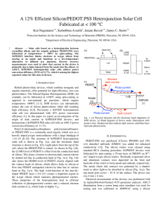 K. Nagamatsu, S. Avasthi, J. Jhaveri, J.C. Sturm, "A 12% Efficient Silicon/PEDOT: PPS Heterojunction Solar Cell Fabricated at 100 C", Proc. IEEE Photovoltaic Spec. Conf. (PVSC), Paper 908, Tampa, FL (JUN 2013).