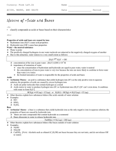 Nature of Acids and Bases