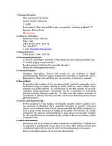 REVISED syllabus for CHEM F494 - Asymmetric Organic Synthesis