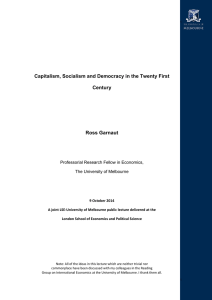 Capitalism, Socialism and Democracy in the Twenty First Century