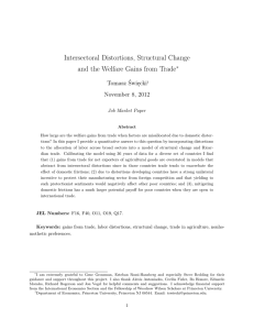 Intersectoral Distortions, Structural Change and the Welfare Gains from Trade