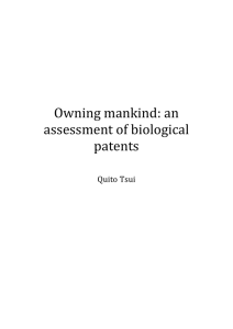 Owning mankind: an assessment of biological patents