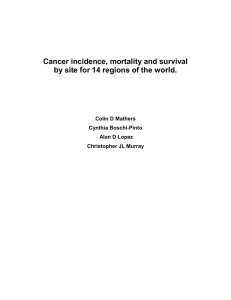 Cancer incidence, mortality and survival by site for 14 regions of the