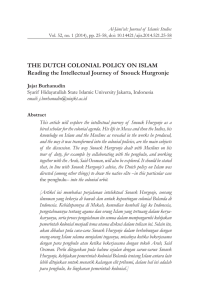 THE DUTCH COLONIAL POLICY ON ISLAM Reading the