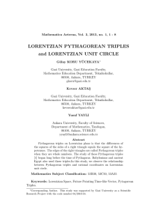 LORENTZIAN PYTHAGOREAN TRIPLES and LORENTZIAN UNIT CIRCLE