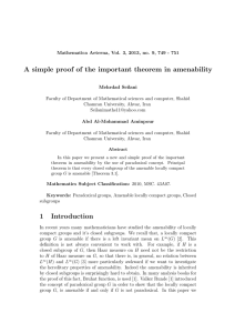 A simple proof of the important theorem in amenability