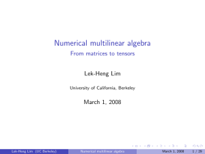 Numerical multilinear algebra: From matrices to tensors