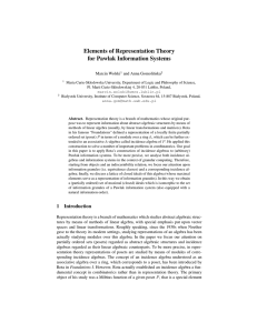 Elements of Representation Theory for Pawlak Information Systems