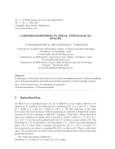 HOMEOMORPHISM IN IDEL TOPOLOGICAL SPACES Author: N.CHANDRAMATHI , K. BHUVANESWARI S.BHARATHI, INDIA