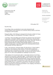 Letter from Bob Ward to Peter Lilley, 14 December 2012