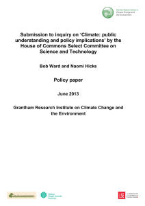 Submission to inquiry on ‘Climate: public understanding and policy implications’ by the House of Commons Select Committee on Science and Technology (158 kB) (opens in new window)