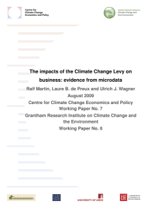 The impacts of the Climate Change Levy on business: evidence from microdata: Working Paper 6 (1 MB) (opens in new window)