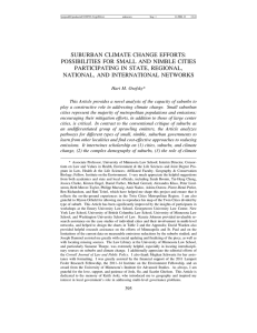 Suburban Climate Change Efforts: Possibilities for Small and Nimble Cities Participating in State, Regional, National, and International Networks
