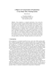 A High-Level Categorization of Explanations: A Case Study with a Tutoring System