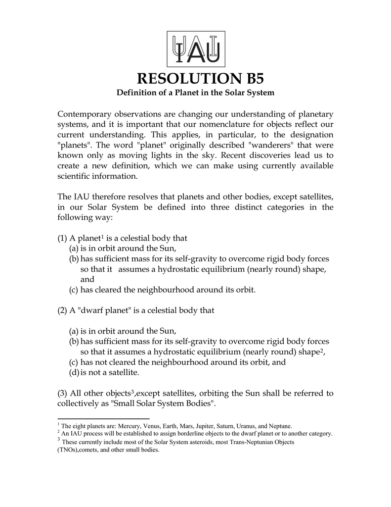 Iua Planet Definition