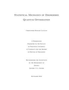 Statistical Mechanics to Disordered Quantum Optimization