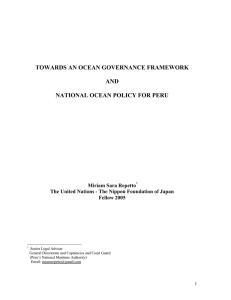 towards an ocean governance framework and national ocean policy