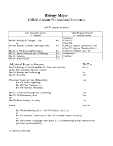 Biology - Cellular, Molecular, Professional Emphasis (sample 4 Year Plan) 2011.doc