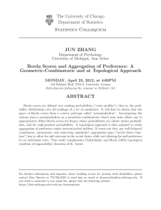 Borda Scores and Aggregation of Preference: A Geometric-Combinatoric and a Topological Approach