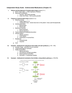 Study Guide 10 - Antimicrobials Chpt. 21