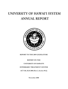 Report on the University of Hawaii's Hyperbaric Treatment Center