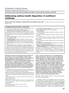 Canino G, McQuaid EL, Rand CS. Addressing asthma health disparities: a multilevel challenge. J Allergy Clin Immunol. 2009;123(6): p.1209-17; quiz 1218-9.